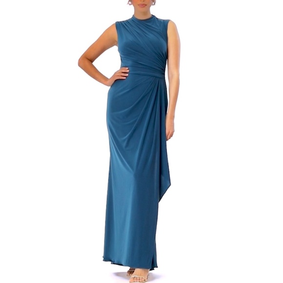 Betsy & Adam Women's “Patricia” Long Jersey Knit Ruffle Sleeveless Dress Size 14 - Picture 1 of 17